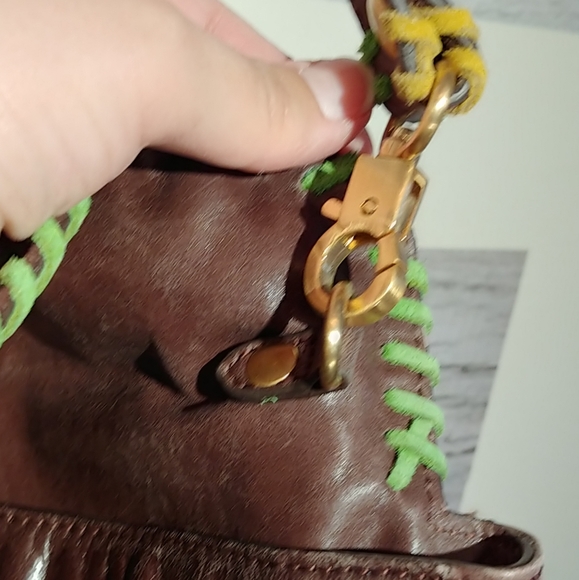 Loop Brown Leather Multi Floral Accent Hobo Bag - Picture 6 of 10